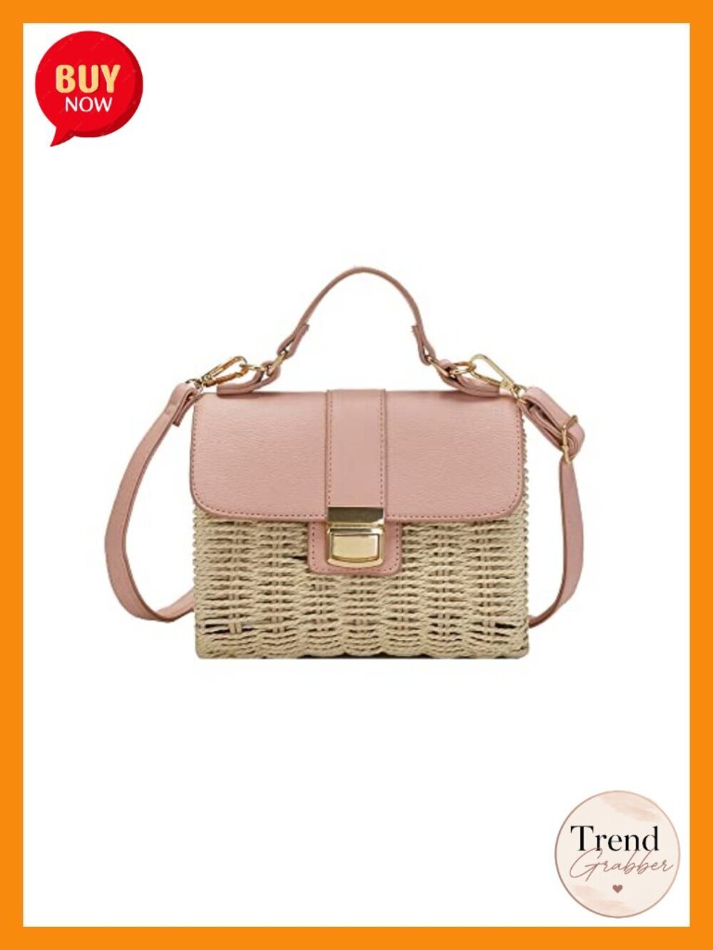 Small Straw Crossbody Bag - Rattan Woven Top Handle Purse for Summer Beach